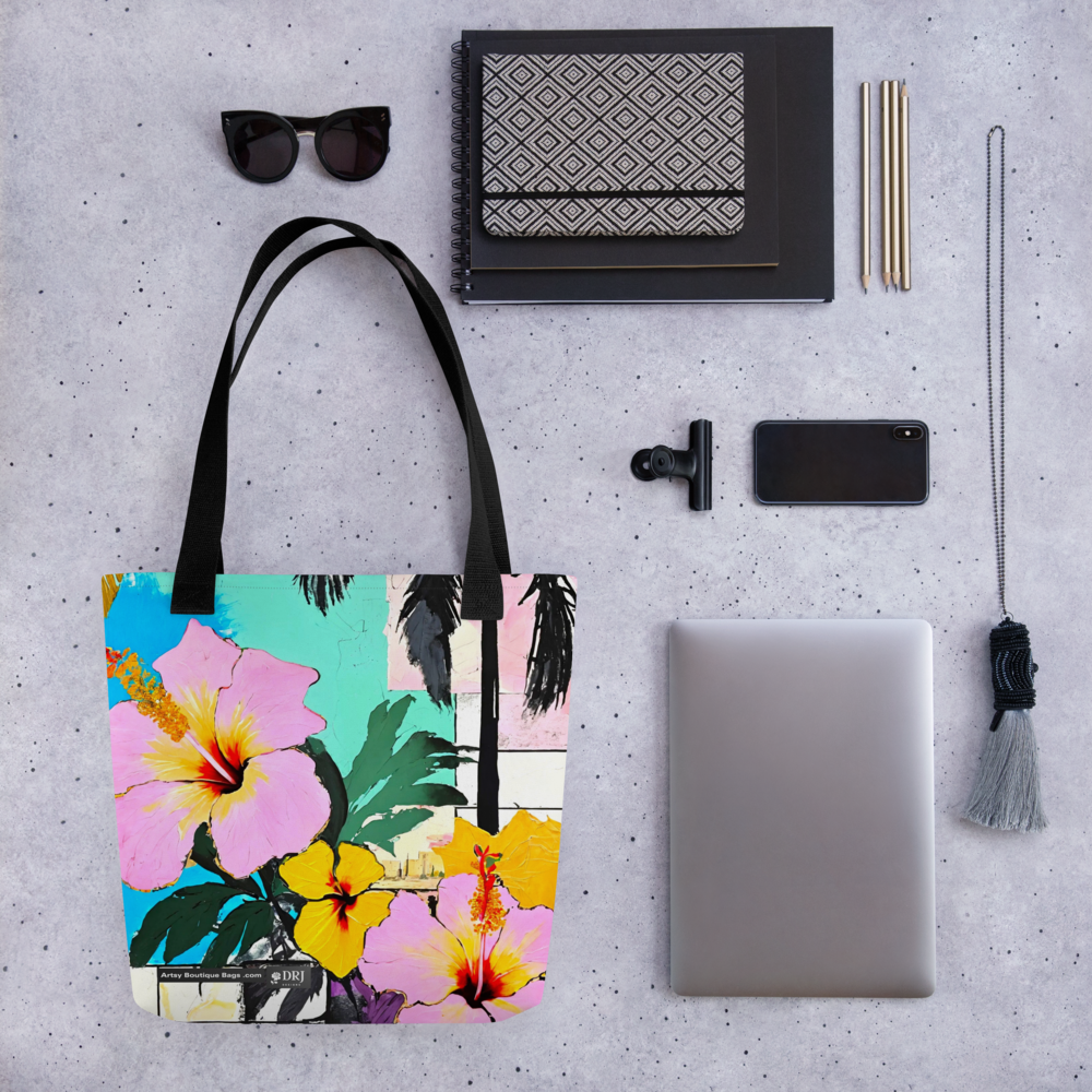 Tropical Hibiscus - Chic Fold & Go Tote Bag.