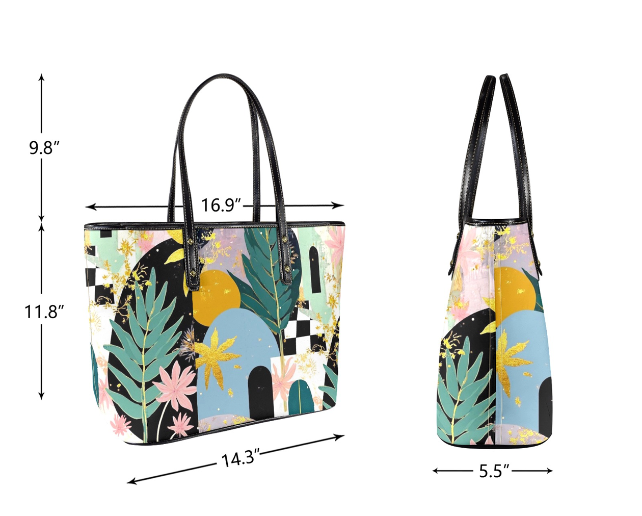 "Secret Oasis" Large Tote Bag - PU Leather | DRJ Designs